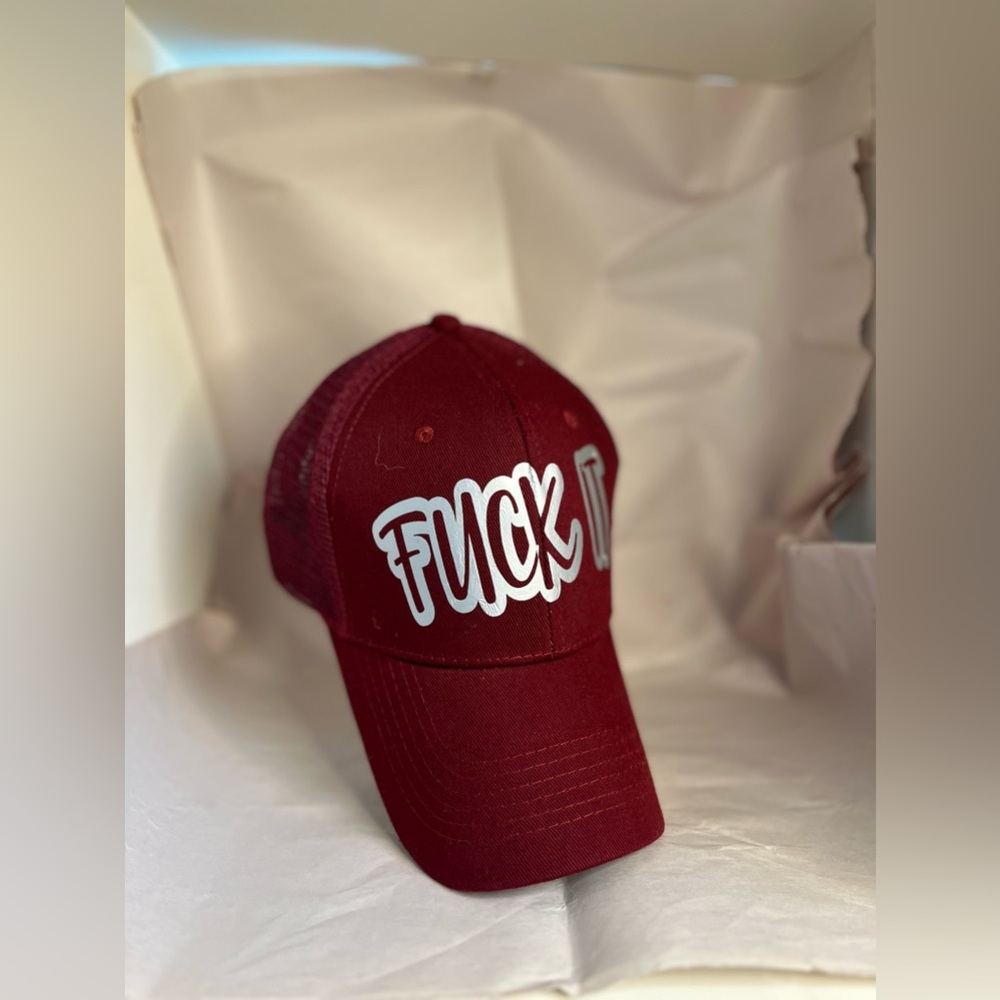 Red maroon trucker hat